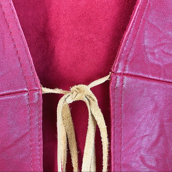 GAP | Tie-Front Vintage Genuine Leather Red Jacket - Picture 3 of 7